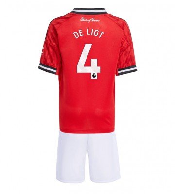 Manchester United Matthijs de Ligt #4 Hjemmebanetrøje Børn 2025-26 Kortærmet (+ Korte bukser)